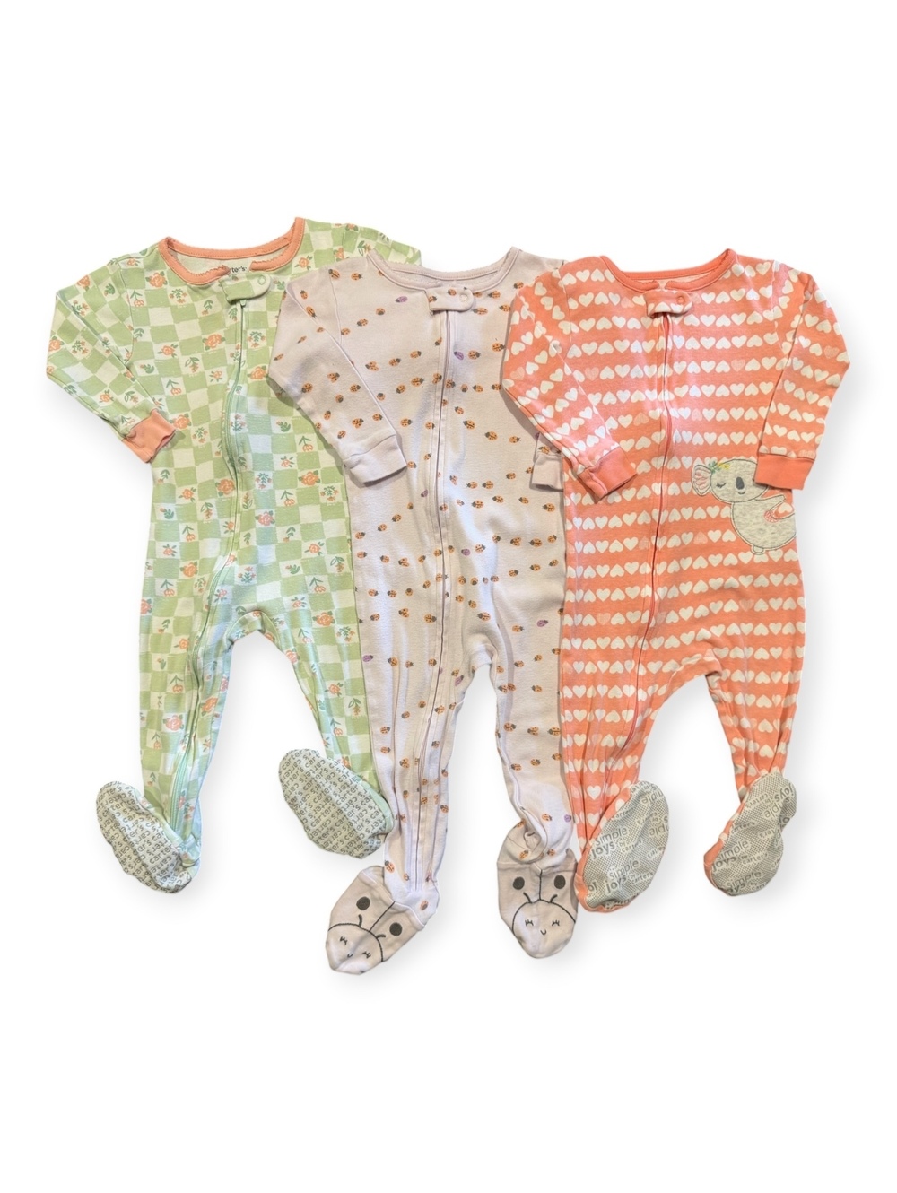 Carter's Baby Footed Pajamas Sleepers 18M - Set of 3, Assorted Patterns